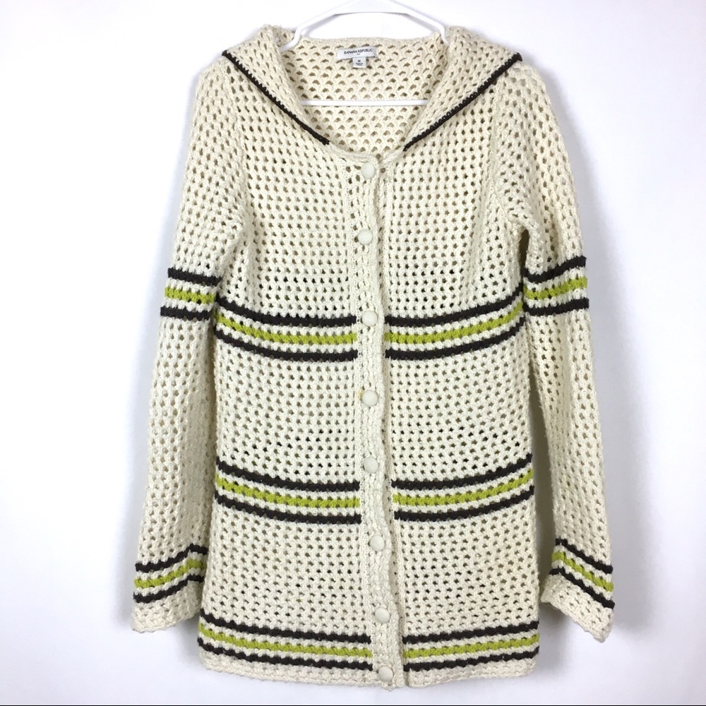 Banana Republic Jacket Open Knit Weave Cream